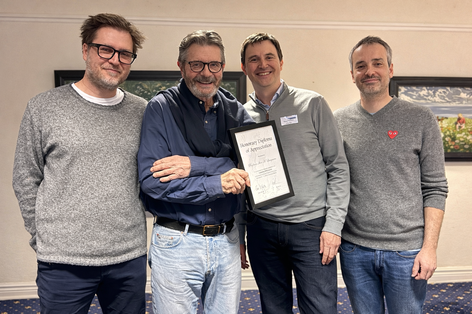 Professor Iver Langmoen, together with Pål Rønning, Einar Vik-Mo and Jiri Bartek 2026